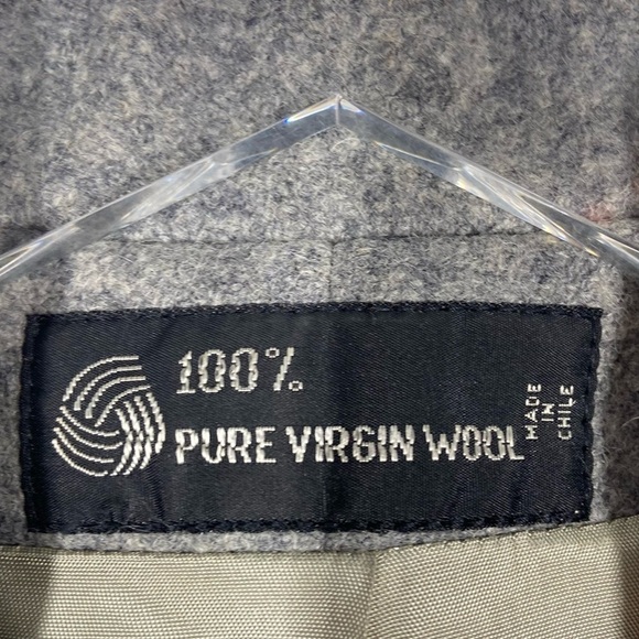 100% VIRGIN WOOL Vintage Grey Academic Style pea coat | Full button up lined - Picture 2 of 9